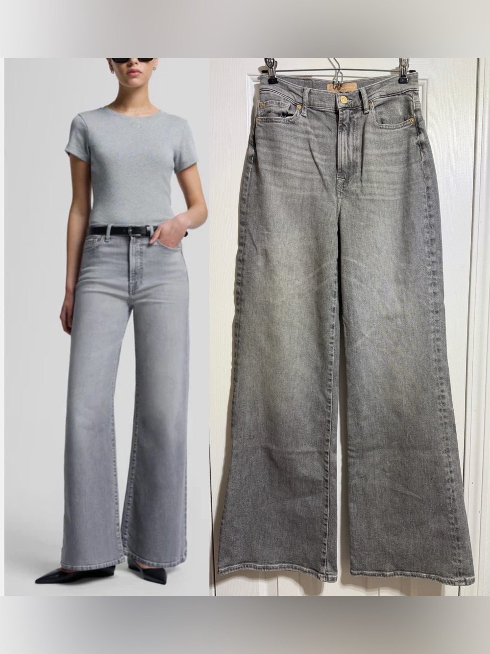 7 For All Mankind Luxe Vintage Ultra High Rise Wide-Leg Jeans Jo Gray Dust 27